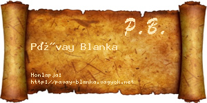 Pávay Blanka névjegykártya